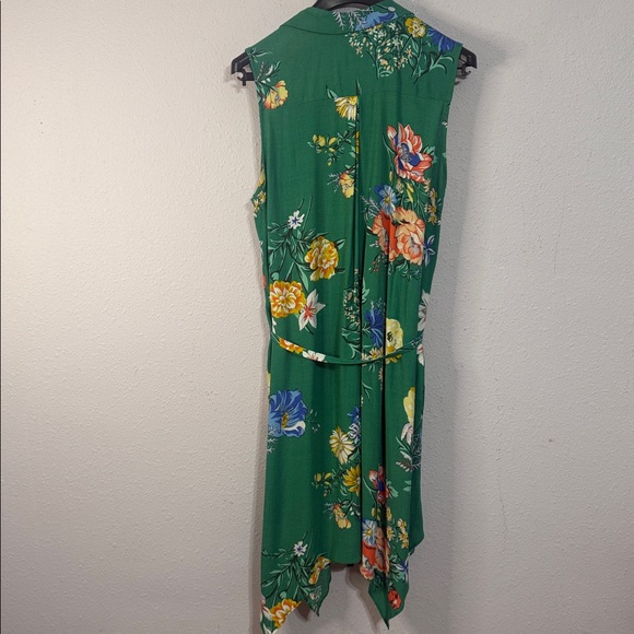 Anthropologie Maeve Rory Women Green Floral Midi Dress Size 12P - Picture 8 of 11